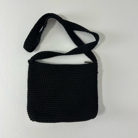The Sak Purse Black Knit Crochet Shoulder Bag Knitted Shoulder Bag Boho Woven - Picture 1 of 11